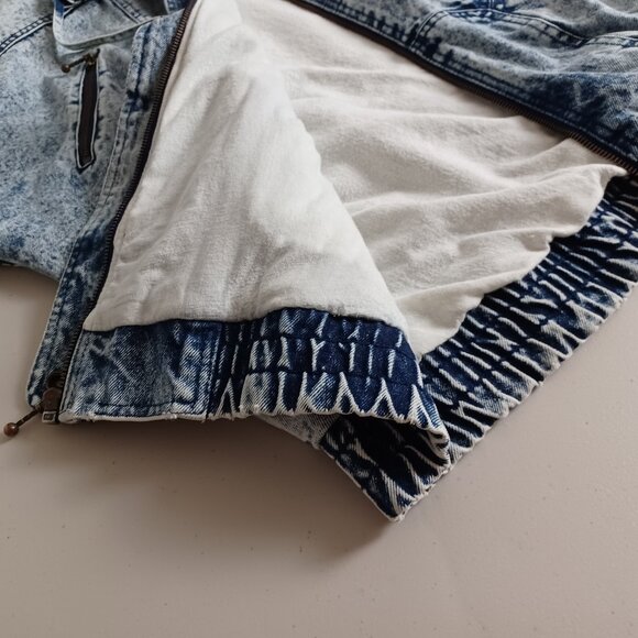 Giacca Blues 80s Acid-wash Denim Bomber Jacket - Picture 7 of 16